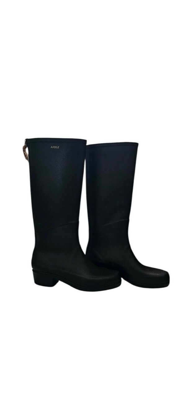 Aigle Miss Juliet A Long Boots, Rain Shoes, Size 38 Black Women